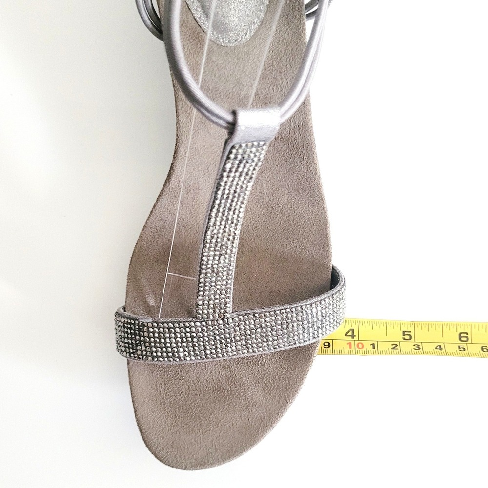 Style & Co Mulan Embellished Wedge Sandals 9M Silver Grey Rhinestone T-strap Y2K - Picture 10 of 17